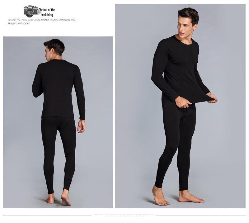 Unisex Herbst/Winter Warmes Unterwäsche-Set - Elastische Basisschicht mit Uni-Rundhalsdesign für Paare