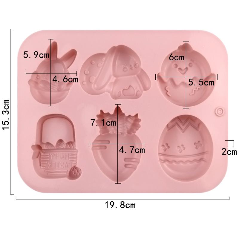 1/4Pcs Chocolate Candy Baking Tool Easter Bunny Egg Shaped Silicone Cake Cookies Mold For Easter Kids Birthday Party DIY Decor