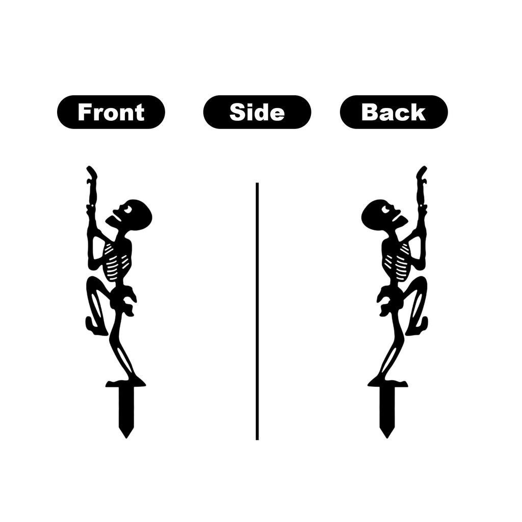 Halloween Garden Metal Stakes Black Skeleton Silhouette Decorative Stakes Outdoor Decor For Yard,Halloween Decorations (Black, L)