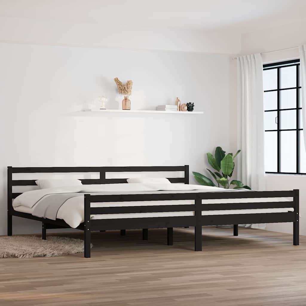 Solid Wood Bed Black 200x200 cm