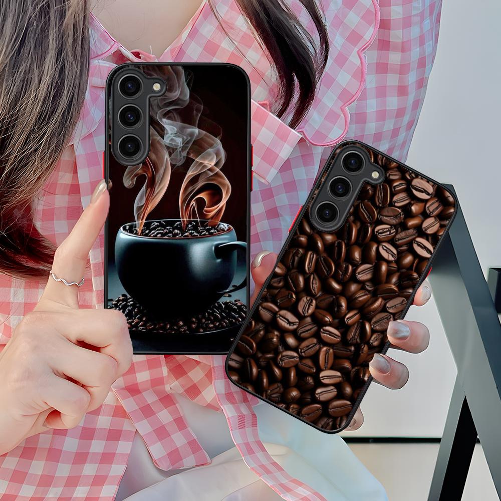Coffee Beans Silicone Mobile Phone Case for Samsung Galaxy S26 S25 S24 S23 S22 S21 Plus FE Ultra Colorful Cover