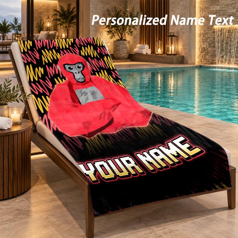 Gorilla Tag cartoon Custom Name Beach Towel Large Soft Towel for Indoor Bathroom Outdoor Beach