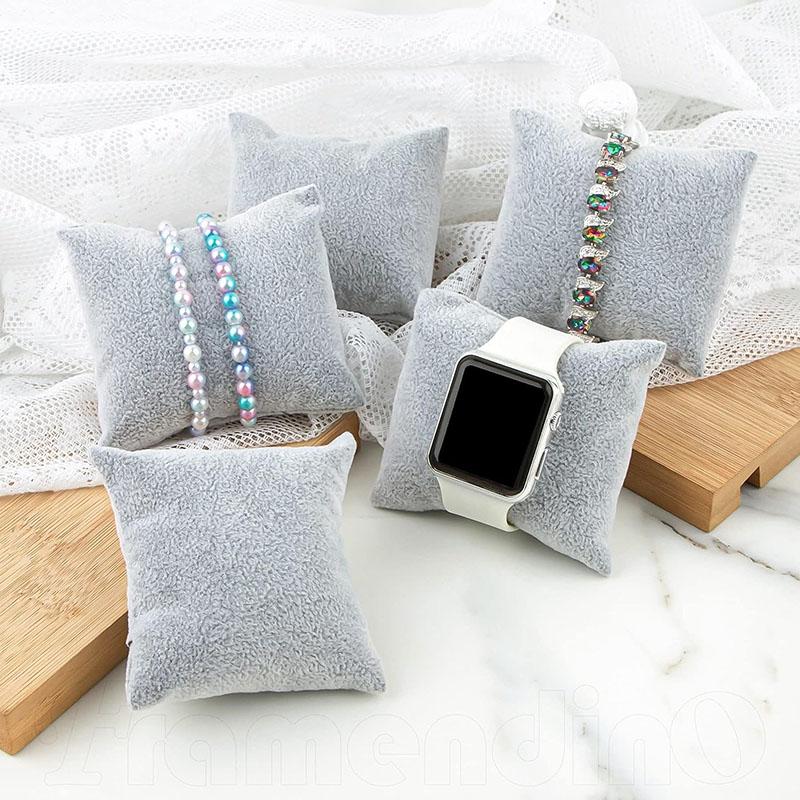 12 Pack Small Black Watch Pillow Velvet Bracelet Pillow Jewelry Displays Watch Bracelet Bangle Cushions Stand Fit For Boxs