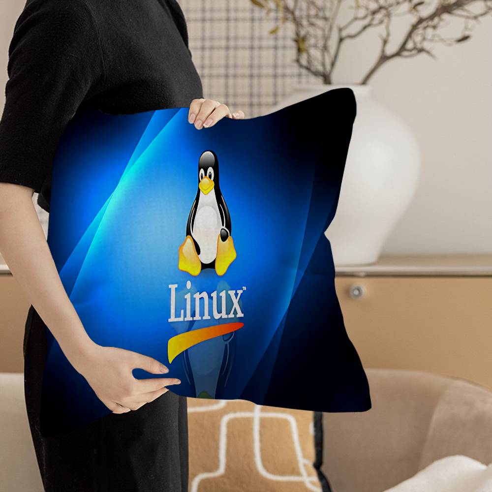 Linux Operating System Tux Penguin Anime Personalized picture text home decorative pillows Household Gifts 45x45cm