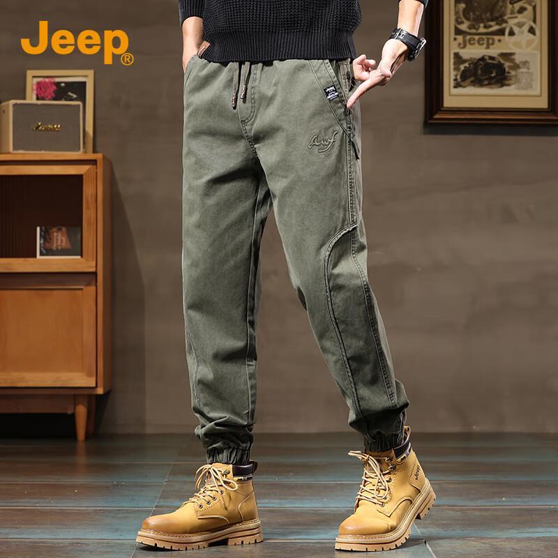 JEEP Men's Loose Fit Cotton Jogger Cargo Pants