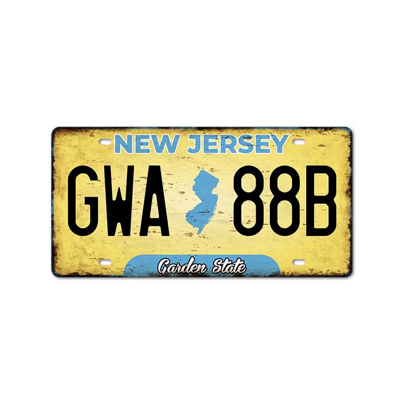 Vintage Tin Art with 1530 License Plate Design: Ideal for American - style Background Wall Decor