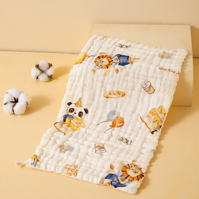 Cartoon Print Baby Bibs & Gauze Towels Set – Pure Cotton for Newborns