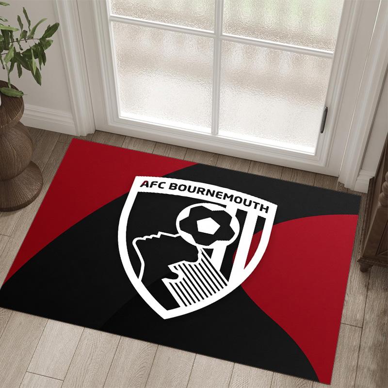 Bournemouth Football Design Crystal Velvet Carpet Cozy Non?Slip Printed Rug For Bedroom Living Room Entrance