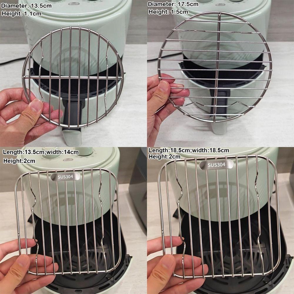 Round Square Cooking Rack With Foot Thicken Grid Grill 304 Stainless Steel Air Fryer Rack Home Kitchen Oven Steamer Cooker
