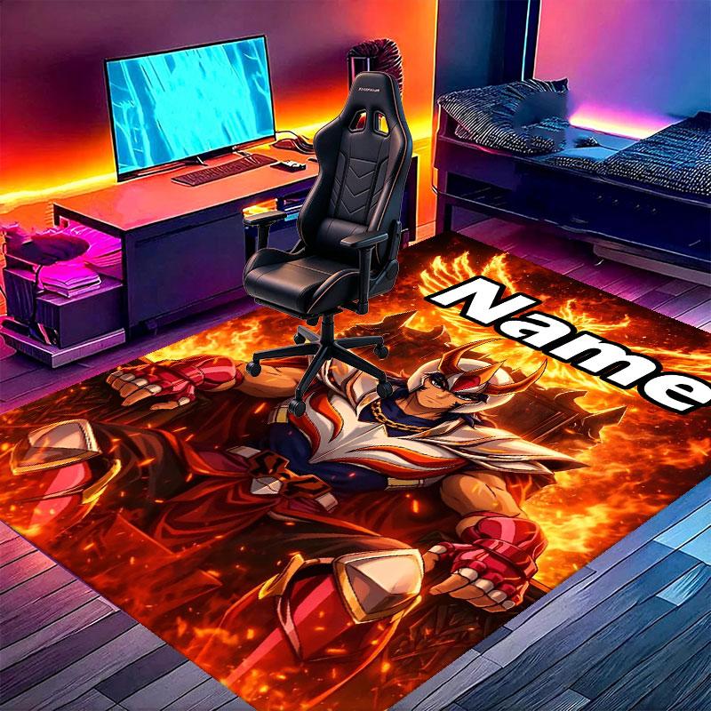 Custom Name Personalized Saint Seiya Print Carpet, Versatile Home Decor Rug, for Playroom, Apartment, Balcony, Entryway, Hallway Gift