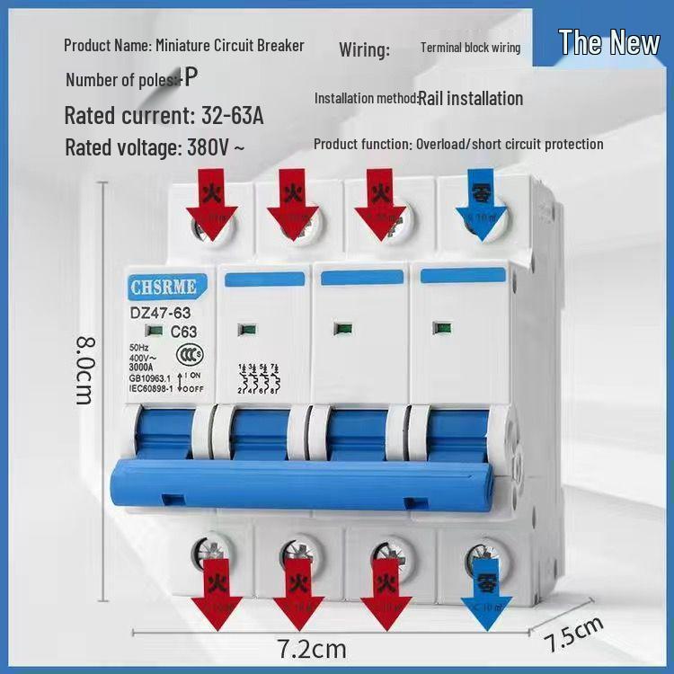 1P2P3P4P Residual Current Circuit Breaker Switch DZ47-63 - Main Household Air Circuit Breaker