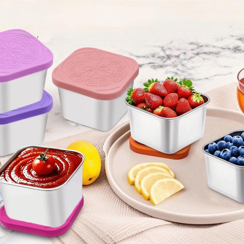 6pcs 304 Stainless Steel Sauce Cup Leak-proof Snack Box Food Storage Box Salad Dressing Cup  School