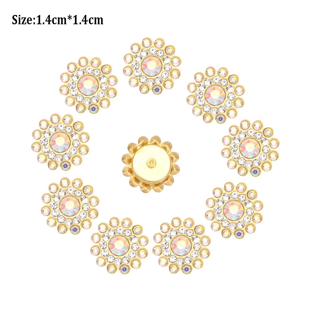 10PCS Pearl Flower Rhinestone Buttons Sparkling Crystal Hairpins Decoration Apparel Sewing Decor Craft Buttons DIY Accessories
