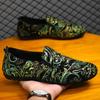 Men's Popular Bean Shoes One Foot Lazy Shoes Versatile Breathable Casual Driving Cloth Shoes Street Style Flower Patterns 2025