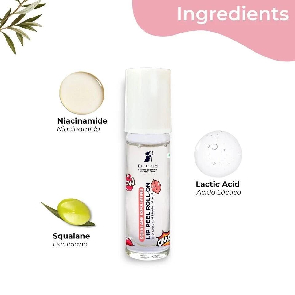 Pilgrim Spanish Squalane Lip Peel Roll-on with lactic acid & hyaluronic acid 6ml