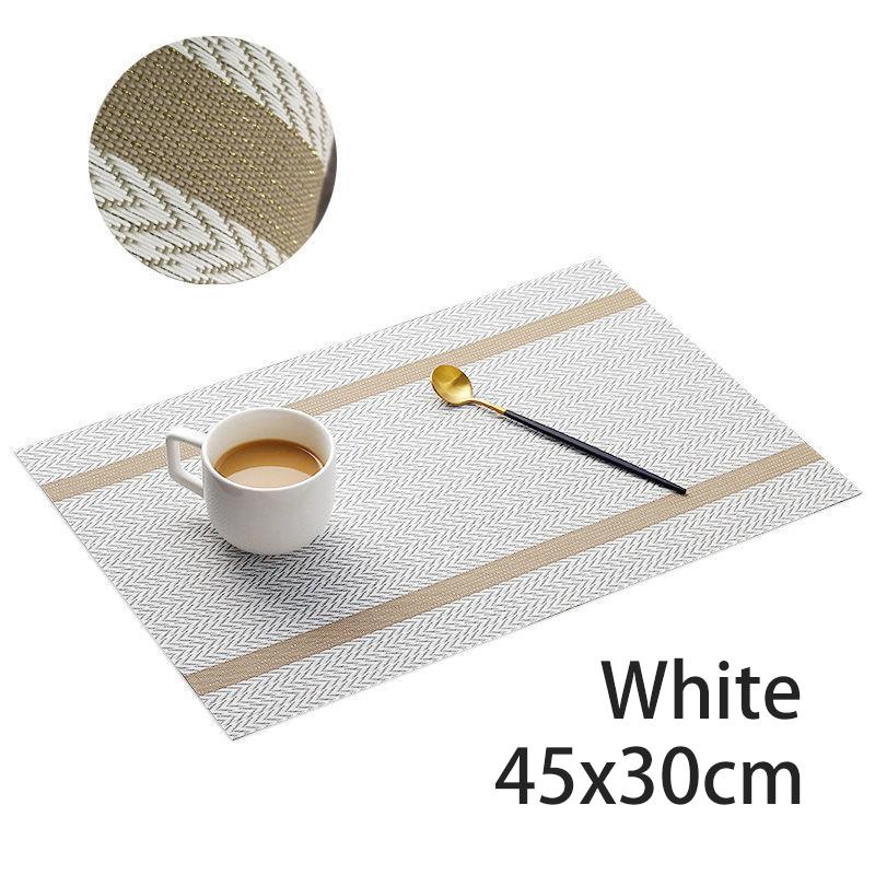 Striped PVC Table Mat Woven Waterproof And Oil-proof Non-slip Light Luxury Table Mat Simple Household Cup Mat 45x30cm