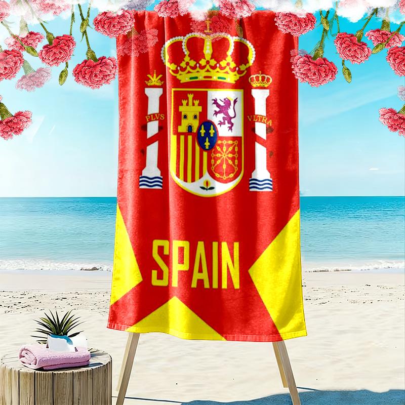 Spain Football Team Print Beach Towel, Large Soft Quick Dry Towel for Beach Camping Swimming