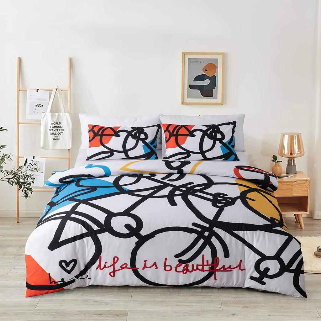 Tye Dye Povlak na peřinu Žlutý Estetický Anime Kluci Zipové Lůžkoviny Sada Jednolůžko Dětský Pokoj Sada Povlak na přikrývku Měkký Polyester