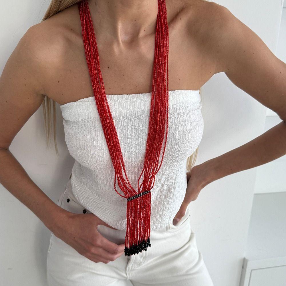 Metal Chain Bohemian Necklace Floral Multi Layer Choker Fashion Multi-Layer Beads Necklace  Girls