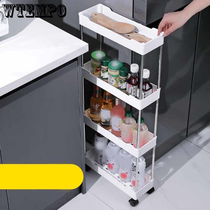 

Мобильная полка для хранения Полка с промежуточным пространством Кухонная полка для хранения Ванная комната Стеллаж для хранения Холодильник Полка для отделки бокового шва