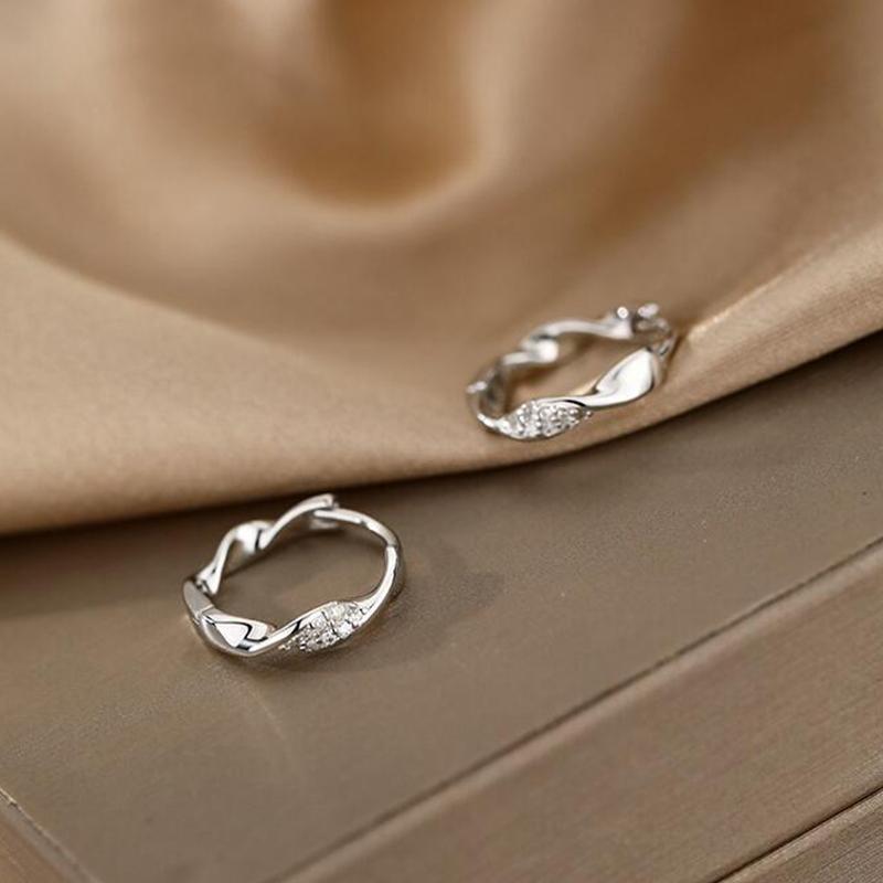 ANENJERY Shiny Zircon Geometric Hoop Earrings For Women Wedding Temperament Jewelry