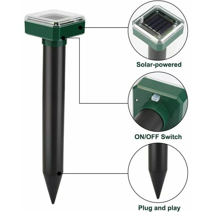 Rpulsif solaire anti-taupes ultrasons lutte contre nuisibles IP56 lot de 4 pour jardin couleurs multiples ABRI DE JARDIN