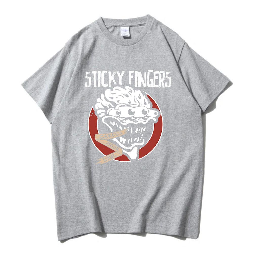 CARESS YOUR SOUL RINGER TEE Rock Band Sticky Fingers STI FI Tshirts Short Sleeve Cotton Male T-shirt Graphic Print T Shirt Mens