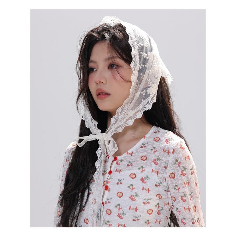 Women S White Lace Tie Triangle Scarf For Jeans Decoration