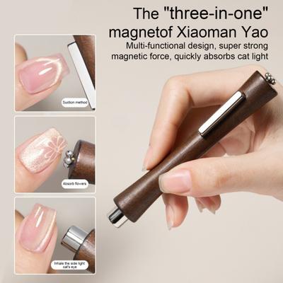 3-i-1 Kattöga Magnetstick för Naglar Professionellt Nagelmagnetverktyg för Kattögon Gel Lack Rostfritt Nagelkonstverktyg