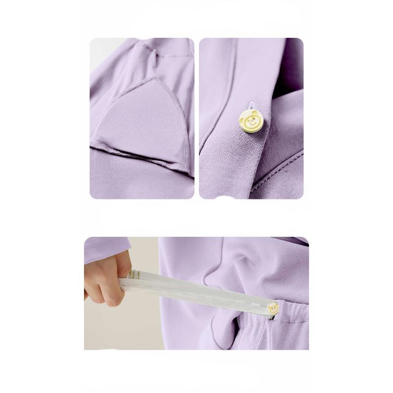 Cotton Maternity Sleepwear with Breast Pads, Pregnant Women, Postpartum Women, Breastfeeding, Spring and Autumn Home Clothing Set