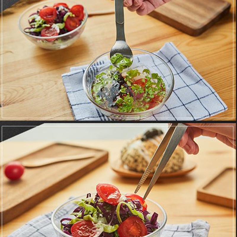 2 in 1 Stainless Steel Tasting Spoon Tweezers Dual Function for Party Kitchen Accessories Chef Cooker Spoon Gadget