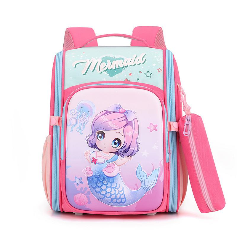 Adorable Lightweight Nylon School Backpack For Kids Grades 1 To 6 With Spacious Capacity