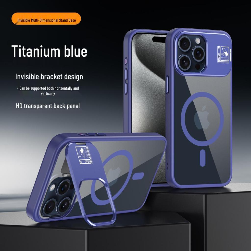 Magnetic Drop-Proof Lens Stand Case for iPhone 17 Pro Max/16 Pro/15