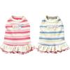 huaqianguhh Colorful Striped Dog Dress, Stretchy Sleeveless Outfit, Cute Ruffled Dress for Small Dogs Teddy Bichon Frise Party Wear