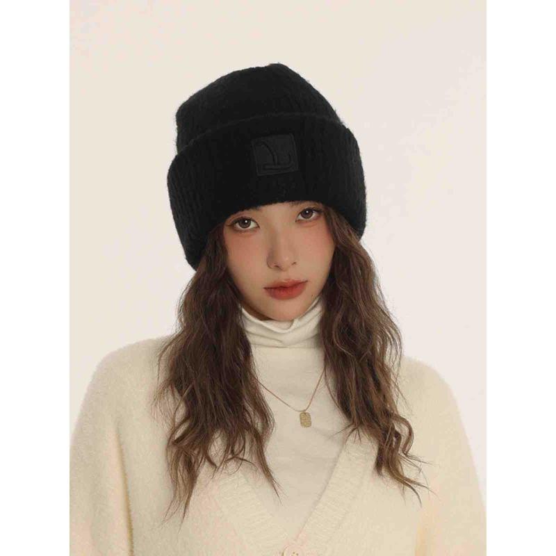 

Women s Big Head Fence Woolen Hat Autumn and Winter New Style Loose Warm Pile Cold Hat Showing Face Small Ear Protection Knit Hat Trendy One Size