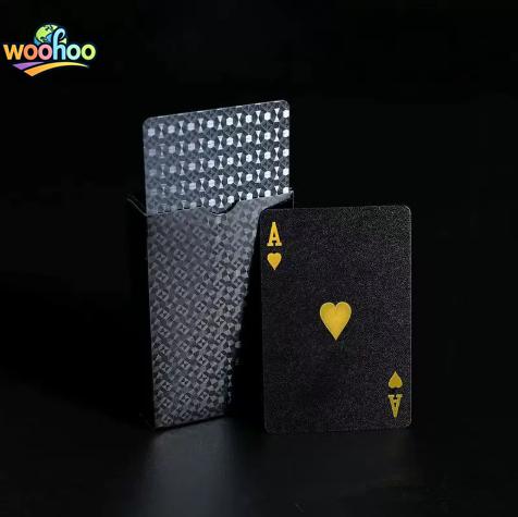 

Premium Playing Cards Waterproof Plastic Cards Poker Tournament Set Gold Foil Design Black Gold Finish Durable Entertainment