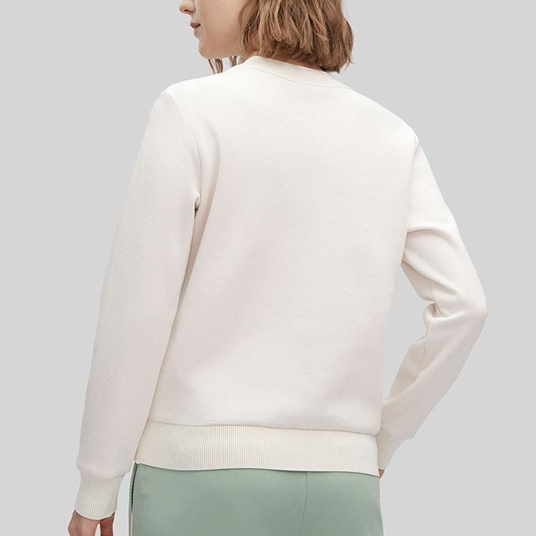 FILA Solid Color Crew Neck Pullover Warm Sweatshirt Women sweatshirt Ice-Cream-White F11W414215F-IV