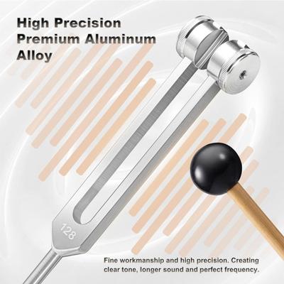 Tuning Fork Set 128hz/528hz Aluminum Alloy Sensory Tuning Fork with Hammer Yoga
