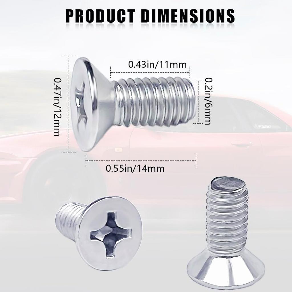 12PCS Stainless Steel Brake Disc Rotor Screws 93600-06014-0H - Universal Fit for Honda, Acura, Hyundai and Kia Models - Stainless Steel Retaining