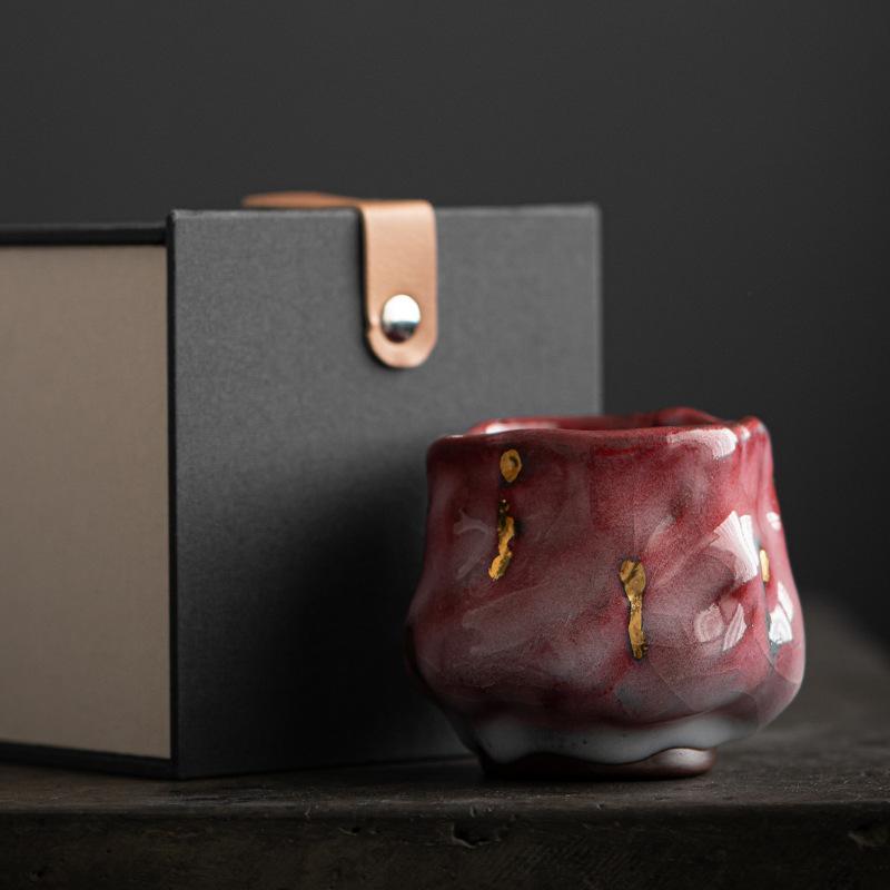 

Japanese style gold-plated and handmade Shikino yaki master cup, tea cup, tea tasting ceramic kung fu tea cup 200ml