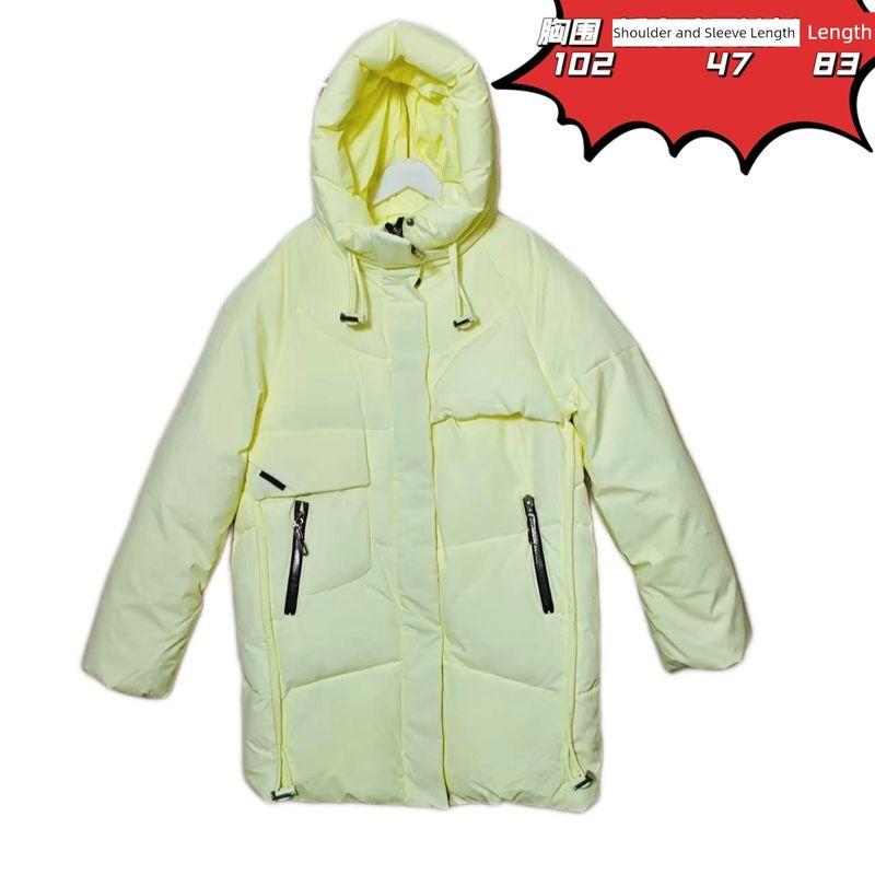 Foreign Trade Export To Russia Original Order Hood Down Cotton Cold Protective Clothing Women Mid-Length Warm Cotton-Padded Coat Solid Thick Winter