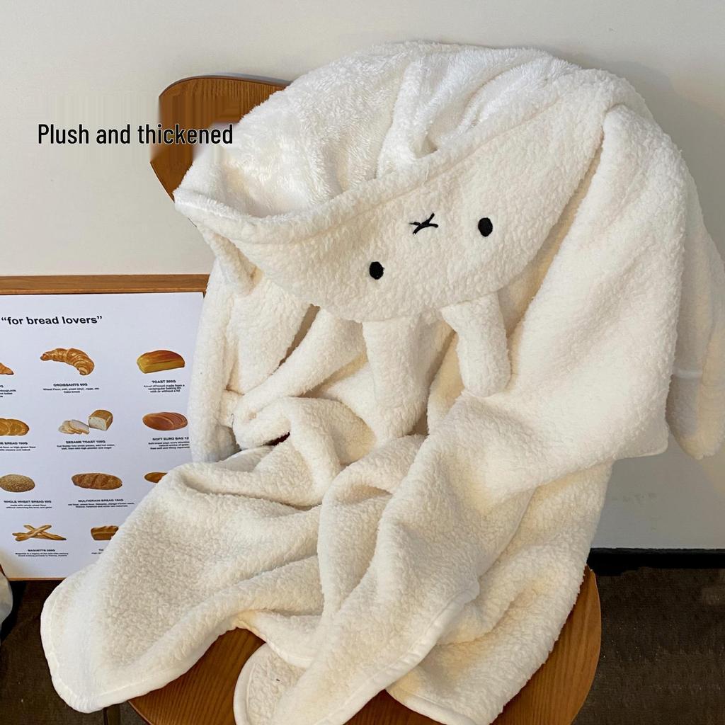 2024 Cute Cartoon Bear Hooded Shawl Blanket - Cozy and Thick for Women