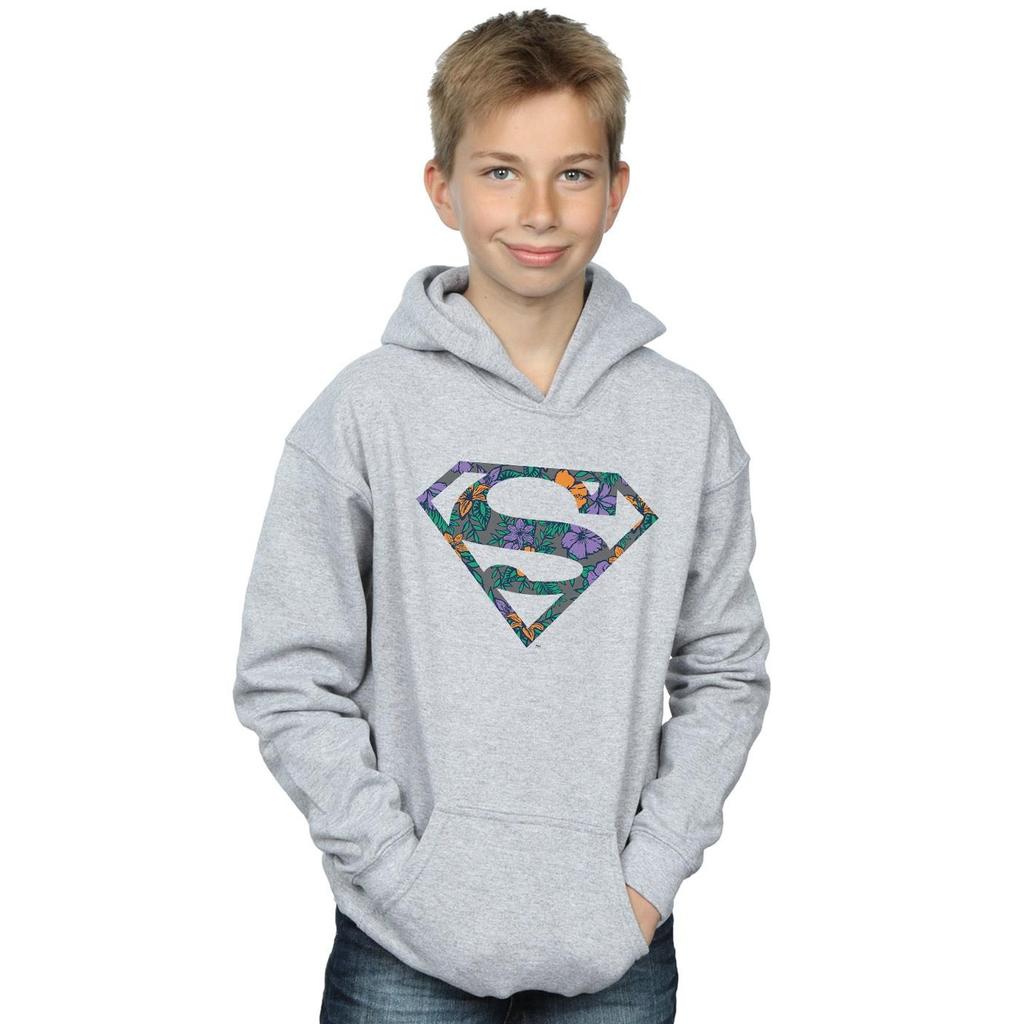 DC Comics Boys Superman Floral Logo 1 Hoodie