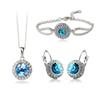 1set/4pcs (Necklace + Earrings + Bracelet) Women's Elegant Jewelry Set Fashion Versatile Round Crystal Three-piece Set