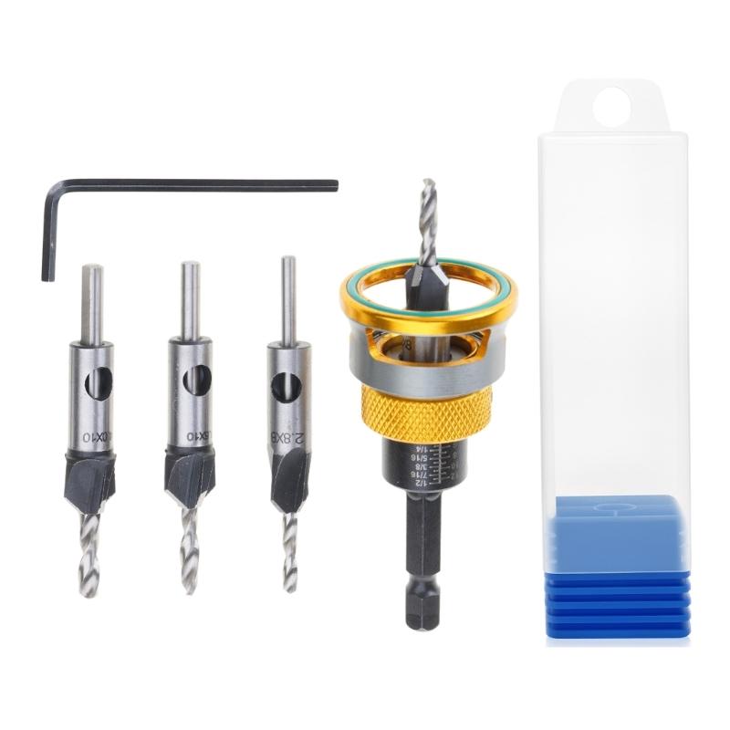 

Countersink Drill Bits With Depth Stop Hex Shank Hole Opener Woodworking Aluminum Limit Drilling Tool Chamfering золотой