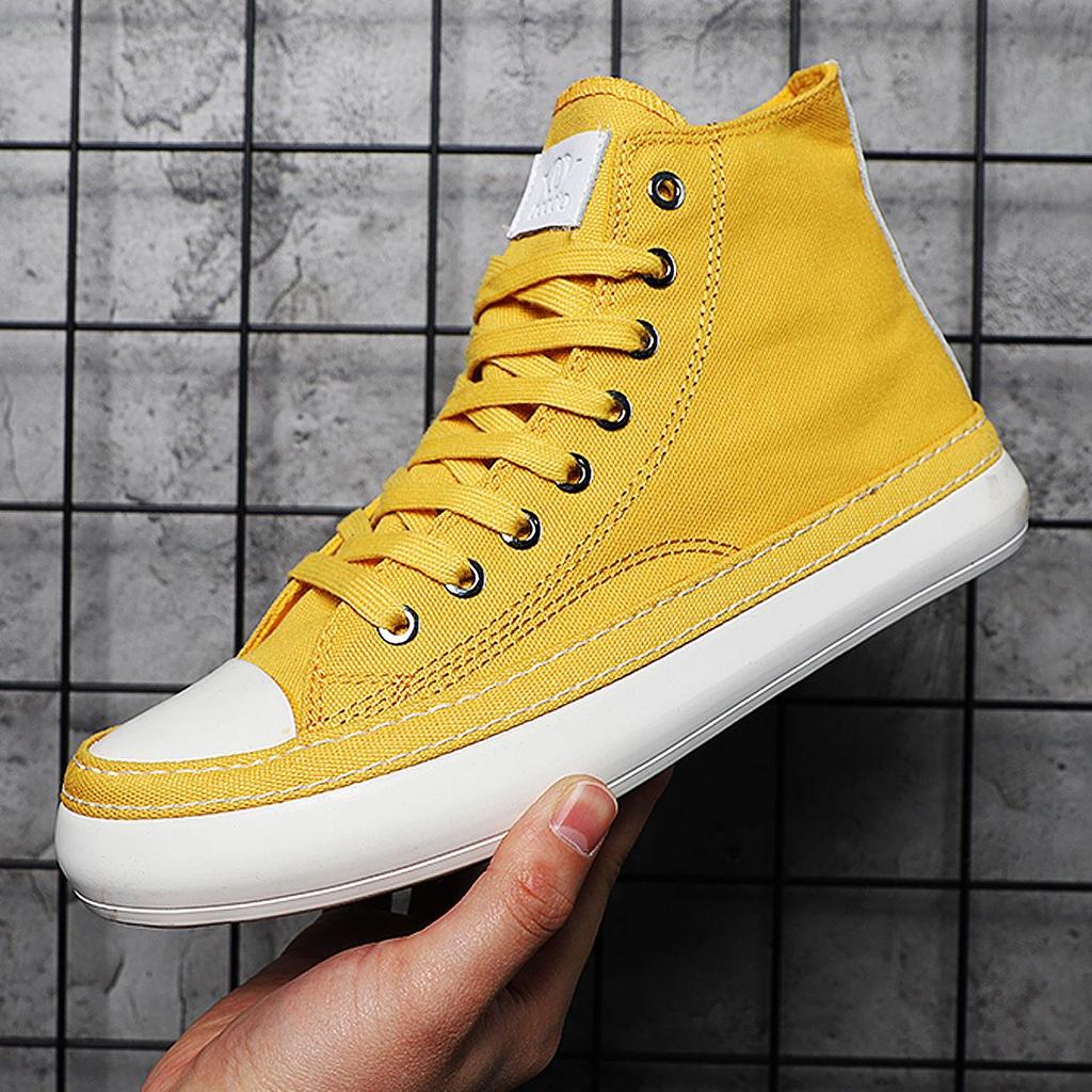 22365 Men's High-Top Canvas Shoes: Versatile, Trendy Korean-Style Breathable Footwear