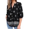 Women Shirt Loose Fit V Neck Printed Button Placket Shirt Tops Half Sleeve Breathable Summer Casual Tops