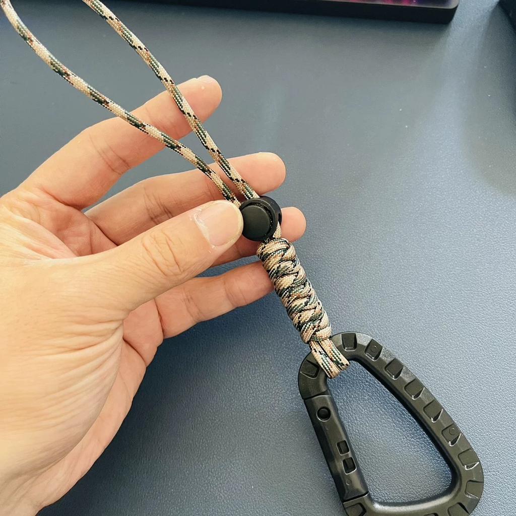 Hand-woven Paracord Carabiner Anti-lost Adjustable Keychain Outdoor Hiking Tools Kettle Buckle Hooks Backpack Accessories