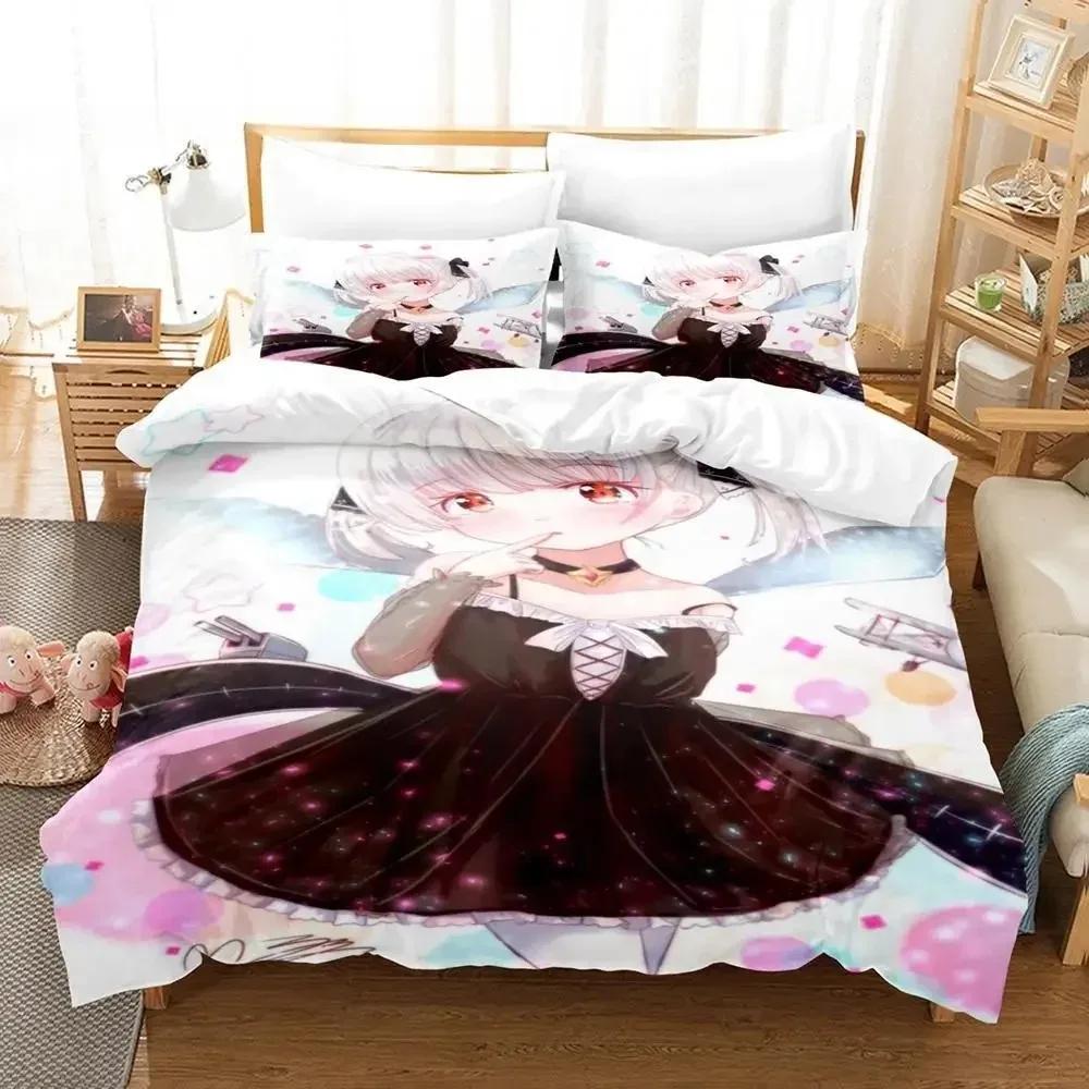 Kawaii Anime - Azur Lane Bequeme Bettdecke Bettbezug Kissenbezug Bettwäscheset Kinder Schlafzimmer Dekoration Heimtextilien