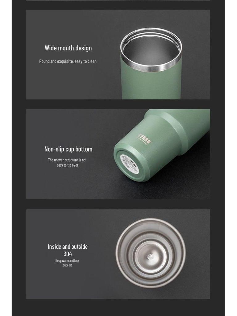 TYESO Large Capacity Dual-Use Car Cup - Double-Walled Thermal Insulated 304 Stainless Steel Ice Cooler